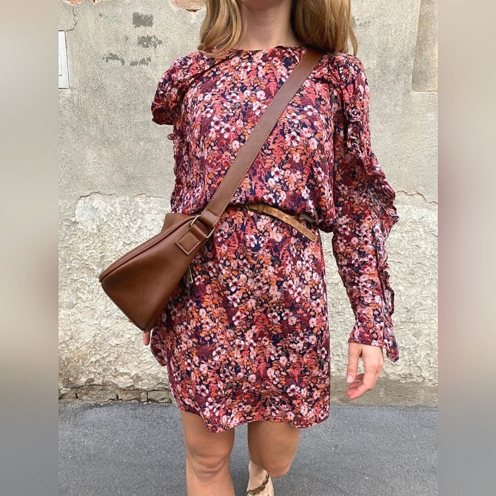 H&M Floral Print Ruffle Sleeve Dress Boohoo Vibes